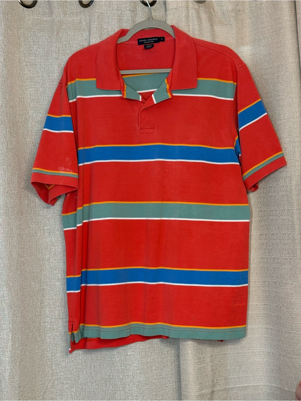 Daniel Cremieux Red Polo with Blue, Green and Yellow Stripes